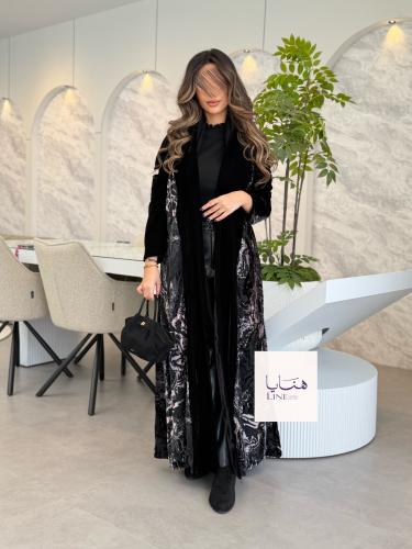 عباية هيام مخمل كوري تدخيلات مخمل مشجر 2