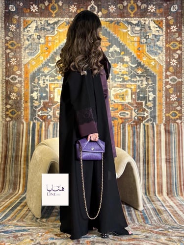 عباية إيفانا بقماش كريب الاناقة بكم بنفسجي مزين دا...