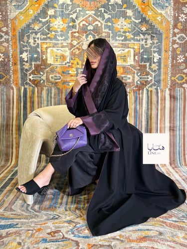عباية إيفانا بقماش كريب الاناقة بكم بنفسجي مزين دا...