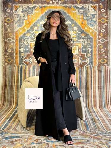 عباية كبرياء بليزر كريب مبطن بقصة اي لاين اسود