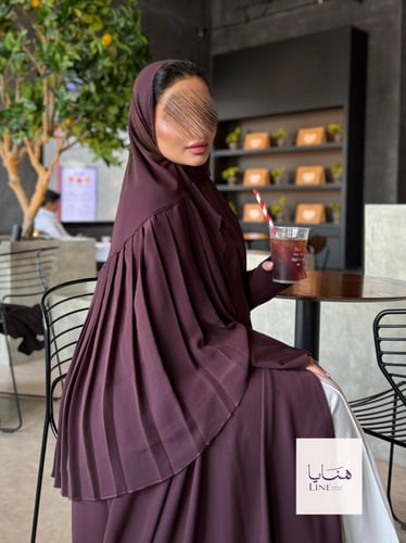 عباية كولينا دبل كلوش بقماش كريب رموش شامل طرحه كس...