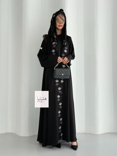 عباية رونق دبل كلوش بقماش انترنت بتطريز احترافي مل...