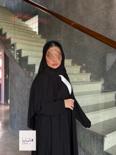 عباية كولينا دبل كلوش بقماش كريب رموش شامل طرحه كس...