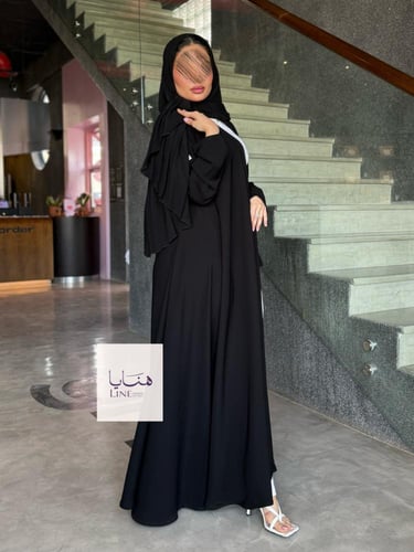 عباية كولينا دبل كلوش بقماش كريب رموش شامل طرحه كس...