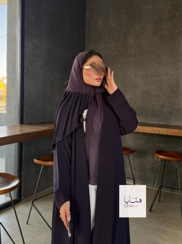 عباية كولينا دبل كلوش بقماش كريب رموش شامل طرحه كس...