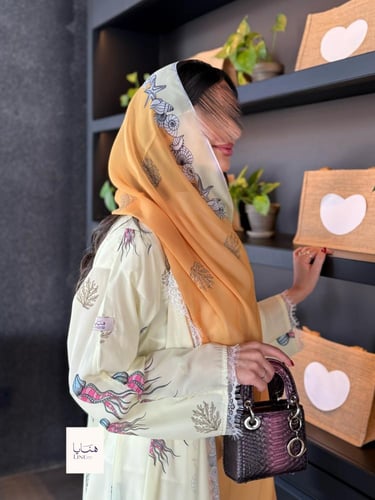 عباية هفيف قماش حرير صيفي بارد ليموني