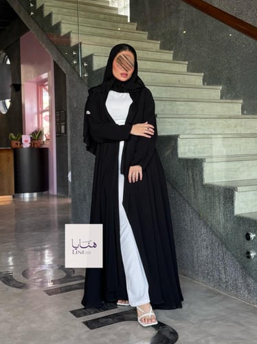 عباية كولينا دبل كلوش بقماش كريب رموش شامل طرحه كس...