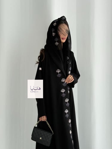 عباية رونق دبل كلوش بقماش انترنت بتطريز احترافي مل...
