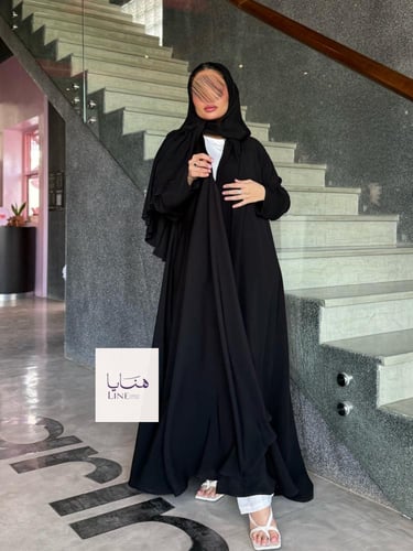 عباية كولينا دبل كلوش بقماش كريب رموش شامل طرحه كس...