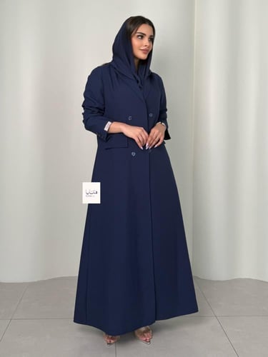 عباية كبرياء بليزر كريب مبطن بقصة اي لاين كحلي