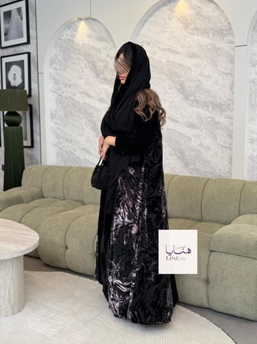 عباية هيام مخمل كوري تدخيلات مخمل مشجر 2