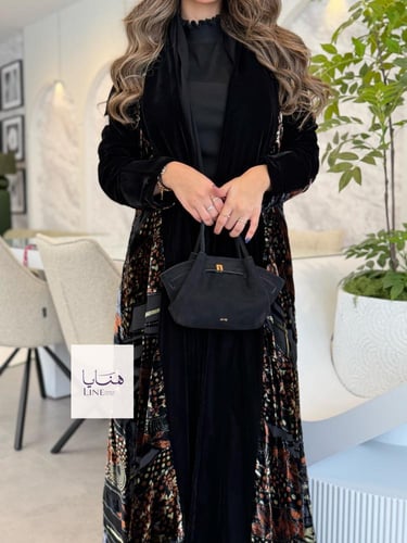 عباية هيام مخمل كوري تدخيلات مخمل مشجر 1