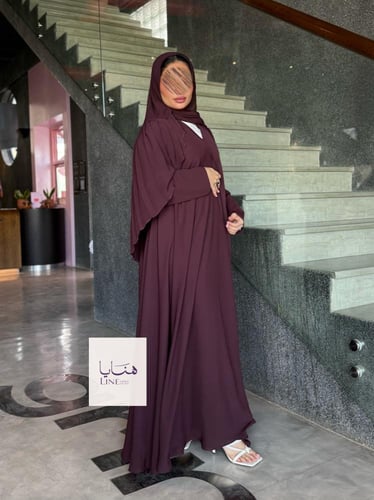 عباية كولينا دبل كلوش بقماش كريب رموش شامل طرحه كس...