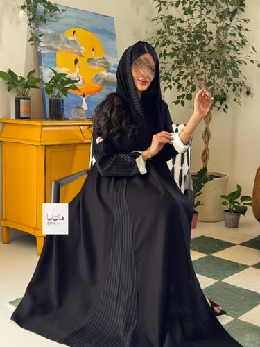 عباية تالا بقماش كريب كتان تدخيلات كريب مقلم بكم ا...