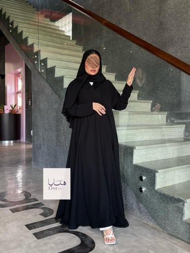 عباية كولينا دبل كلوش بقماش كريب رموش شامل طرحه كس...