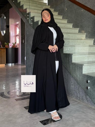 عباية كولينا دبل كلوش بقماش كريب رموش شامل طرحه كس...