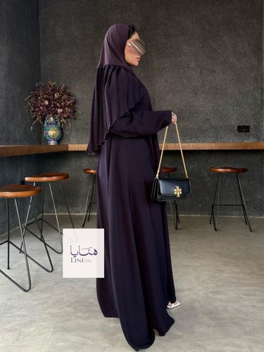 عباية كولينا دبل كلوش بقماش كريب رموش شامل طرحه كس...