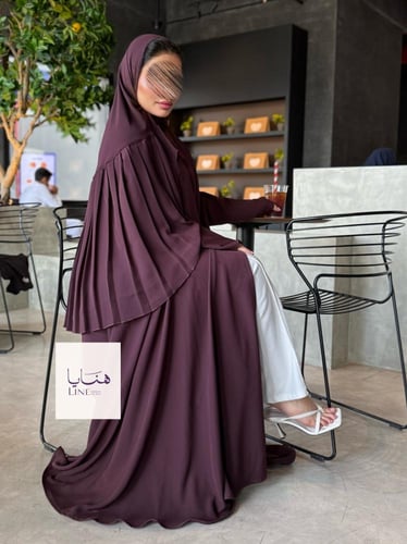 عباية كولينا دبل كلوش بقماش كريب رموش شامل طرحه كس...
