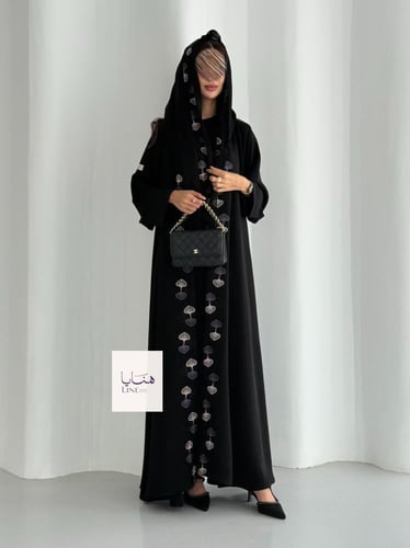عباية رونق دبل كلوش بقماش انترنت بتطريز احترافي مل...
