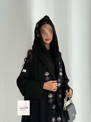 عباية رونق دبل كلوش بقماش انترنت بتطريز احترافي مل...