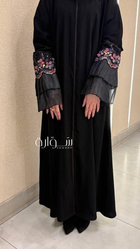 عباية ربع كلوش - كم شيفون بكلفه شك