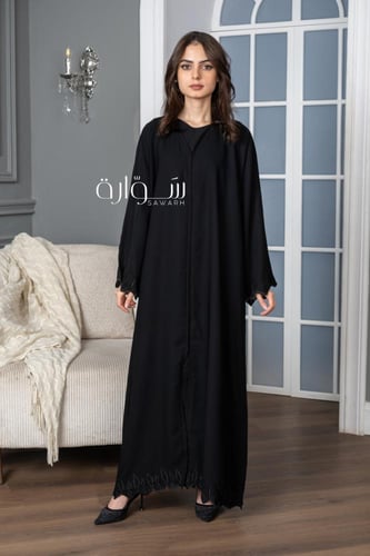 عباية استريت انترنت تطريز كم وتحت حلزوني