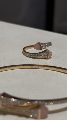 خاتم مارلي روز قولد دورين فل الماس وحجر وردي مقاس...