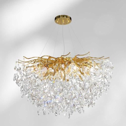 ثريا ذهبي كريستال دائرية - 60 سم