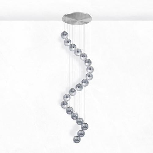 ثريا قبة فضية زجاج دخاني - 19 كرة