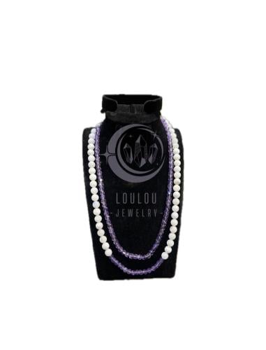 عقد فاخر مصمم بحجر الأماتيست مع حجر القمر