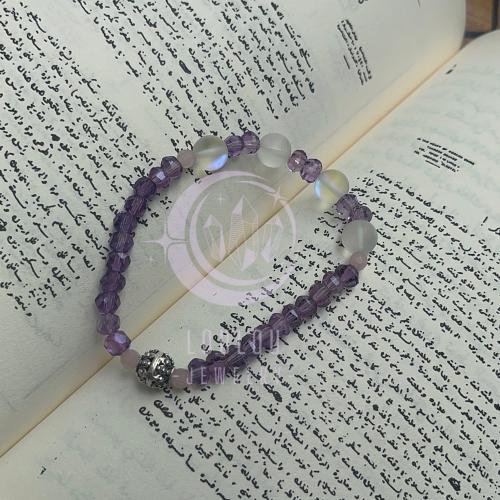 سوارة من حجر ضوء القمر مع الروز كوارتز و الأماتيست