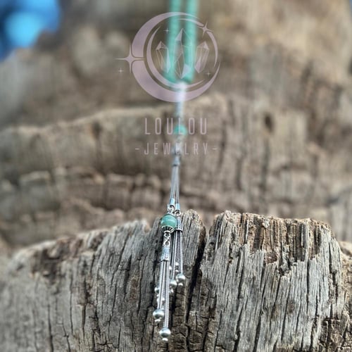 سبحة بحجر الأمازونايت مع كركوشة فضة بتصميم خاص