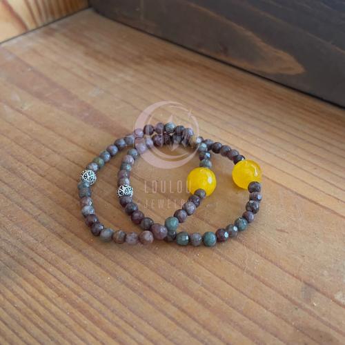 سوارة من حجر شرف الشمس مع الياقوت الملون