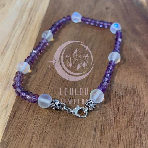 تعليقة غطاء الجوال بحجر الأماتيست مع ضوء القمر