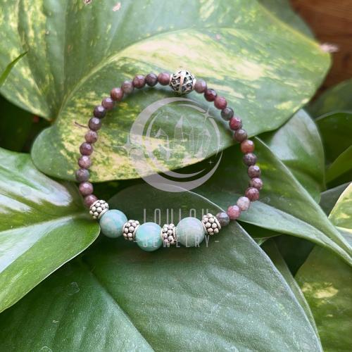 سوارة الأمازونايت مع الياقوت