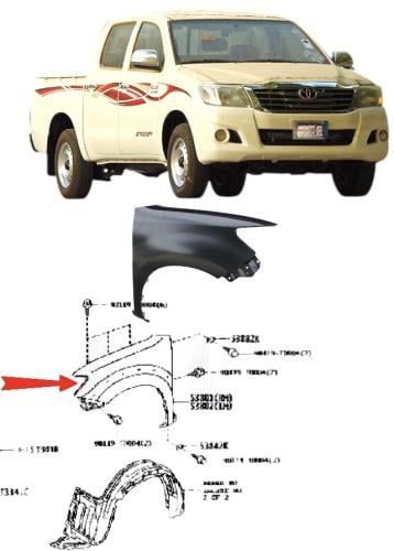 رفرف امامي يمين بدون فتحت إشارة هايلكس 2012 / 2015...