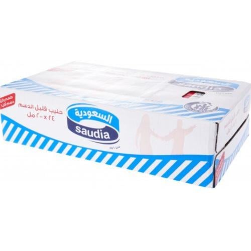 السعوديه حليب قليل الدسم ساده ٢٠٠ مل × ٢٤ حبه