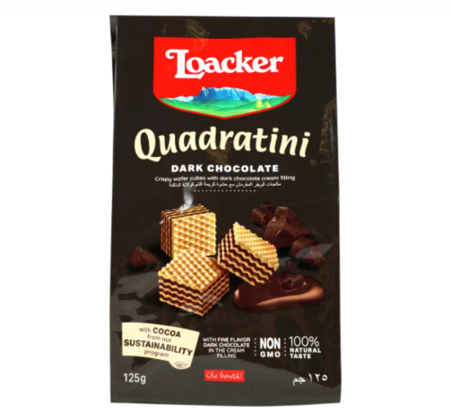 لواكر كوادراتيني ويفر بالشوكولاتة الداكنة ١٢٥ جم