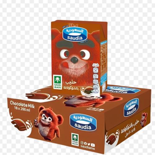السعوديه حليب طويل الاجل بالشوكولاته ٢٠٠ مل ×١٨ حب...