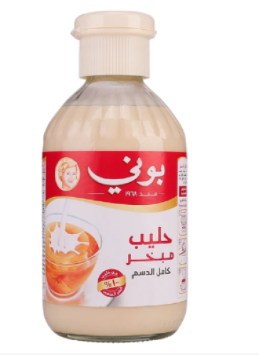 بوني حليب مبخر كامل الدسم زجاج 340 جم