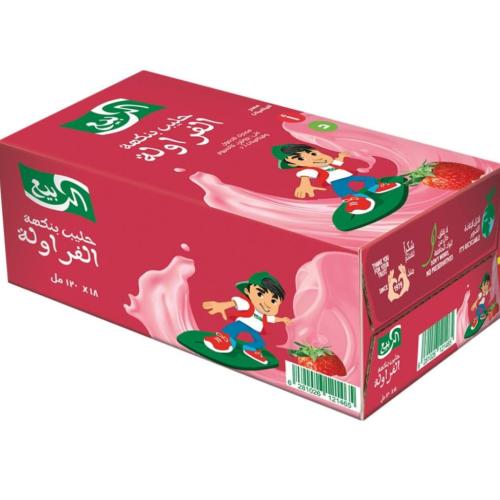 الربيع حليب طويل الاجل بالفراوله 125 مل ×١٨ حبه