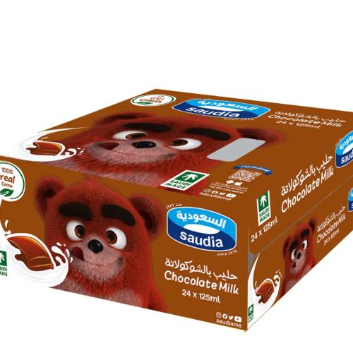 السعوديه حليب طويل الاجل بالشكولاته ١٢٥ مل ×٢٤ حبه