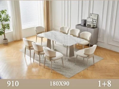 Marble dining table 8 chairs