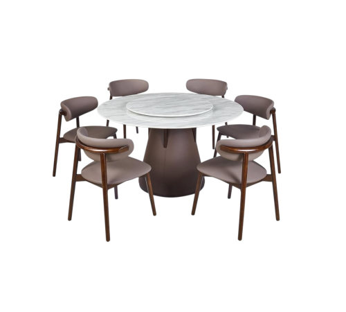 Round marble dining table 6 chairs