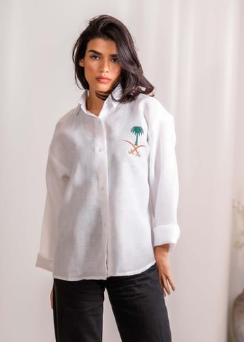 قميص كتان كم طويل