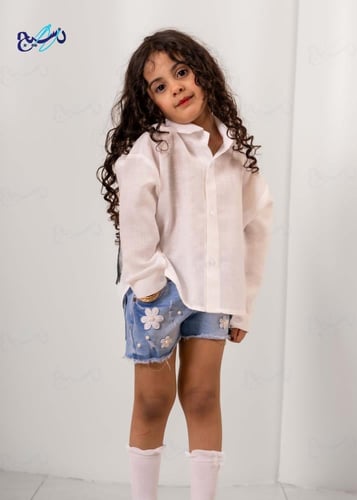 قميص كتان كم طويل