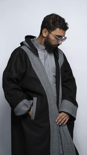 فروة دبل فيس اسود مع رصاصي