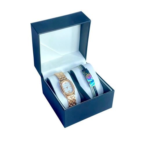 طقم ساعة نسائي مع سوارة تقليد ماركة VERSACE