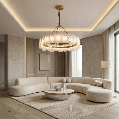 نجفة الألاباستر الفاخر – ثريا مودرن دائرية بلمسة ذ...