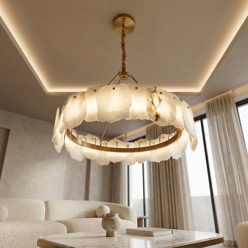 نجفة الألاباستر الفاخر – ثريا مودرن دائرية بلمسة ذ...